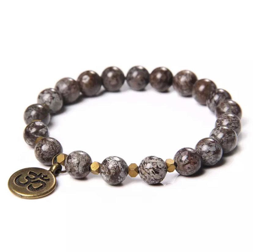 PULSERA COLGANTE OM GRIS