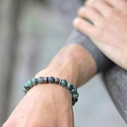 PULSERA DE CUENTAS Y PIEDRA VOLCANICA