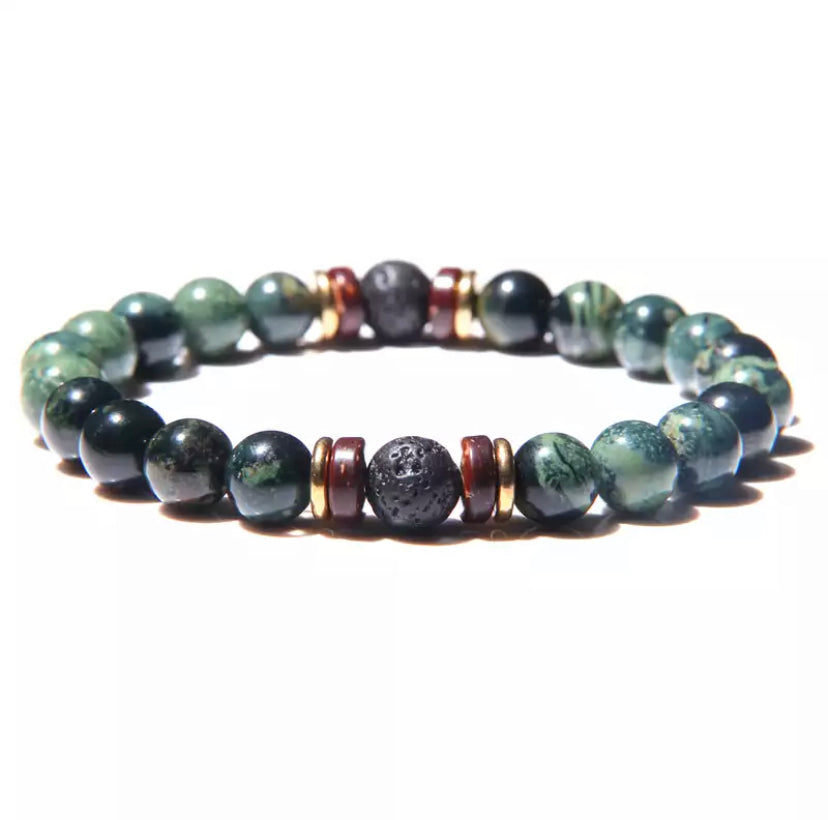 PULSERA DE CUENTAS Y PIEDRA VOLCANICA