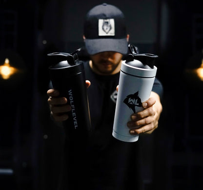 Shaker térmico Inoxwolf negro y blanco 700 ml WolfLevel