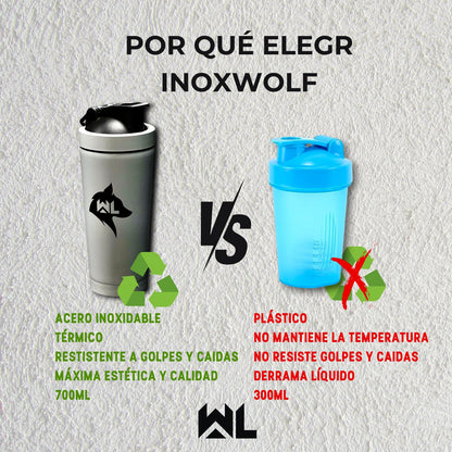 Shaker térmico Inoxwolf 700 ml WolfLevel vs shaker plastico